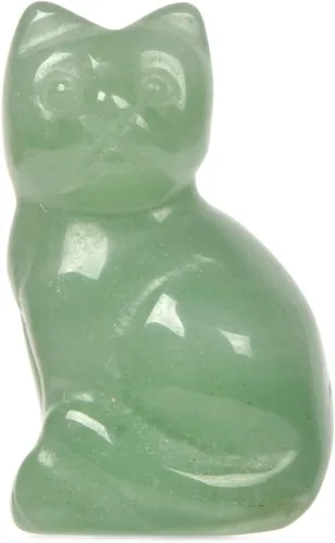 Miniatura 17 de Justinstones Escultura de gato tallada de cristal de cuarzo, estatua de gato de animal gatito de 1.181 in, mini figura de gato sentado de cristal