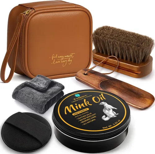 Miniatura 9 de Feilove Acondicionador y limpiador de cuero con aceite de visón 4 en 1, 3.52 onzas, fórmula impermeable prémium para botas y zapatos