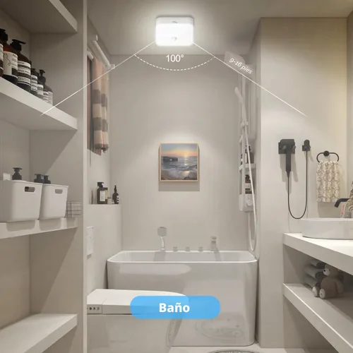 Miniatura 5 de WhitePoplar Luz de armario recargable con sensor de movimiento, luz de techo recargable con batería, inalámbrica, 500 lúmenes, luz activada por