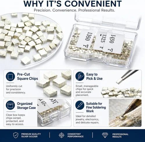 Miniatura 5 de Alrededor de 500 piezas de 0.16 oz de plata de soldadura precortadas chips de soldadura ultra diminutas densidad media fácil enlace para joyería