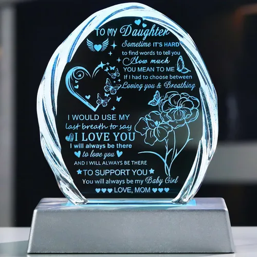 Miniatura 8 de Regalos para hija de mamá papá, regalos de cumpleaños para el día de la madre para hija adulta, recuerdos de cristal para mi hija, regalo