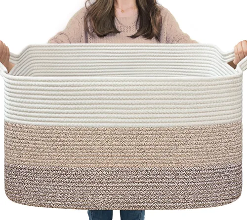 Miniatura 30 de Goodpick Cesta Grande de Almacenamiento de Juguetes, Cestas de Cuerda de Algodón Gris Contenedor de Almacenamiento de Juguetes para Bebé, Niños