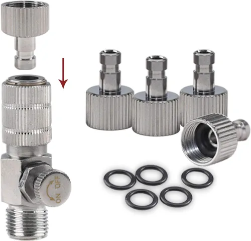 Miniatura 8 de Kit adaptador de acoplador de desconexión de liberación rápida para aerógrafo con 4 accesorios hembra adicionales y kit de 5 juntas tóricas