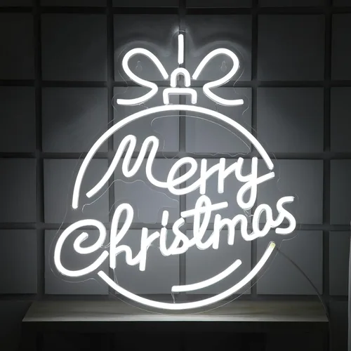 Miniatura 4 de Xuhal Letreros de Neón de Feliz Navidad Letreros de Neón de Acrílico Luz de Neón Blanca de Feliz Navidad Luz LED Alimentada por USB Letrero LED