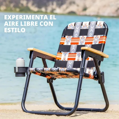 Miniatura 6 de GoSports WOVN - Silla de playa tipo mochila – 9 estilos disponibles – Silla de camping plegable de primera calidad Mesa