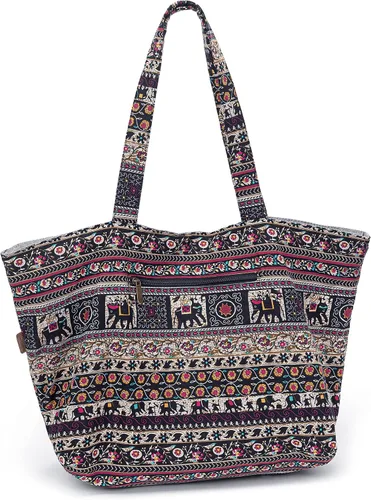 Miniatura 3 de OPQRSTU Bolso de mano hippie para mujer, bolso bohemio de gran capacidad, bolsos de hombro para turistas portátiles