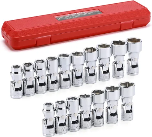 Miniatura 8 de CASOMAN 12 piezas 1/4" Juego de llaves ajustables universales de cabeza flexible, métricas, de 5 mm a 15 mm, 6 puntas, CR-V, cabeza giratoria