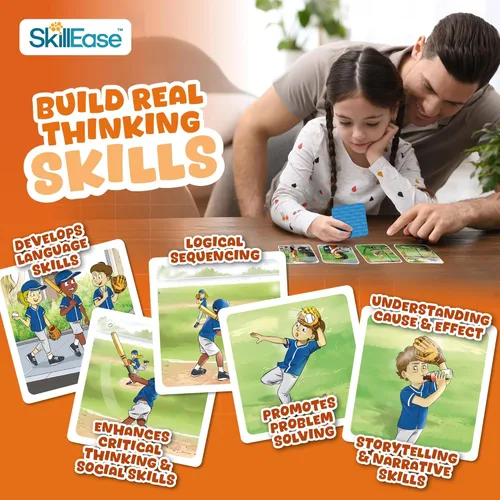 Miniatura 3 de SkillEase Story Cues 2 tarjetas de secuenciación experta, materiales de terapia del habla, juego de habilidades sociales, juegos de estudiantes