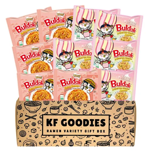 Samyang Buldak - Sopa de fideos coreanos, salteados, de pollo picante (10, carbonara y Jjajang)