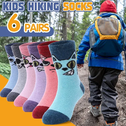 Miniatura 4 de ANTSANG Calcetines de Lana, Calcetines Térmicos Cálidos y Gruesos Tipo Crew Boot para Niños Pequeños, Niños y Niñas, 6 Pares