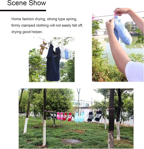 Miniatura 2 de 1 tendedero de viaje portátil resistente al viento, tendedero retráctil elástico para ropa con 12 pinzas para la ropa, adecuado para interiores