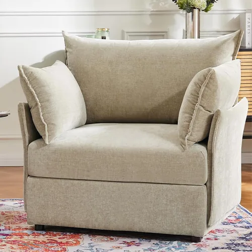 Miniatura 12 de ABCASA Silla de Acento de Gran Tamaño, Sillón Moderno Tapizado con Respaldo Extraíble y Funda Desmontable, Asiento de 24.5 Pulgadas de Profundidad