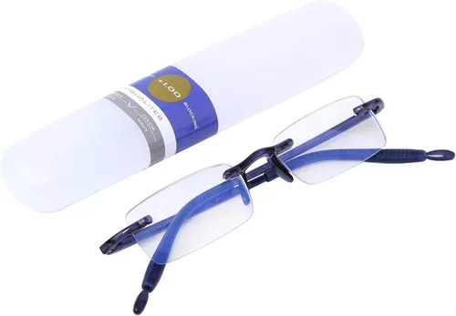 Visualites Lentes de lectura para computadora de lectura ligeros sin montura para filtrar la luz azul para hombres y mujeres Azul marino