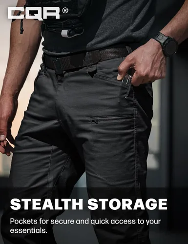 Miniatura 71 de CQR – Pantalones tácticos elásticos tipo cargo para hombre, resistentes al agua, de tela ripstop (antidesgarros), ligeros, ideales para uso diario