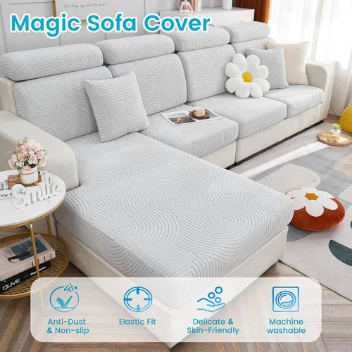 Miniatura 2 de Funda mágica universal resistente al desgaste, fundas de cojín elásticas de repuesto para sofá, fundas de sofá antideslizantes en forma de L, funda