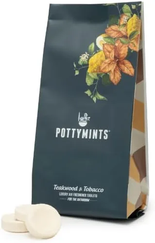 Potty Mints Ambientador disoluble para inodoro | Madera de teca | Larga duración, no tóxicas | Fabricado en los Estados Unidos | Embalaje discreto,