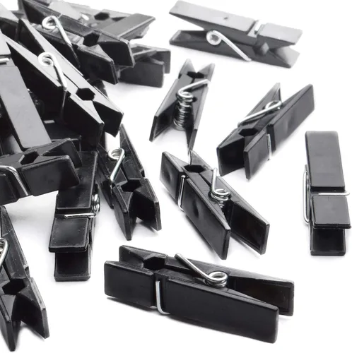 Miniatura 4 de BronaGrand Mini clips de plástico, 100 clips de plástico negros, clips de fotos pequeños, pinzas de papel para fotos, calcetines de papel, oficina