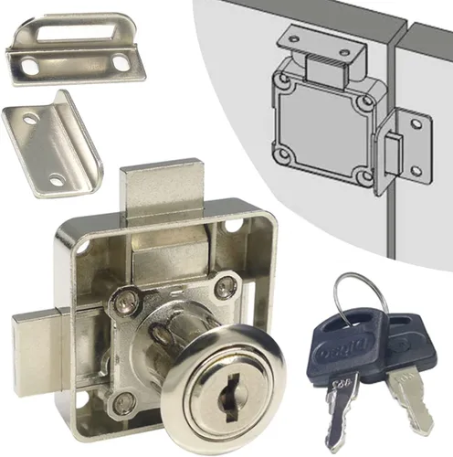 Miniatura 10 de Cerradura de puerta doble para gabinete, cerradura de cajón de gabinete [con llave igual] Cerradura de puerta de doble pestillo