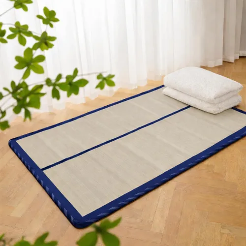 Miniatura 9 de Houseables Tapete Tatami, colchón de tatami, tapete japonés para dormir, tamaño individual, 78 x 39 pulgadas, enrollable, colchón japonés, alfombra