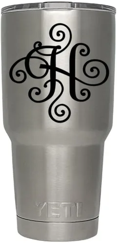 Miniatura 74 de Monogram - Calcomanía troquelada/vinilo adhesivo. Haga clic para opciones de color/letra. Disponible en cuatro colores y todas las letras de la A