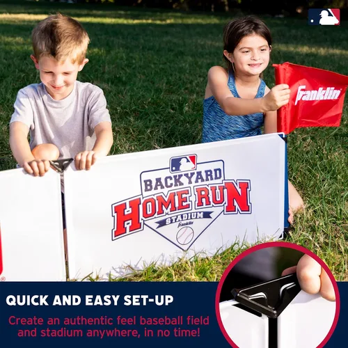 Miniatura 7 de Franklin Sports MLB - Estadio de béisbol para niños en el patio trasero - Juego de béisbol de plástico para niños con paredes de jonrón, bate, bolas