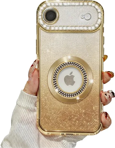 Miniatura 33 de Losin Funda magnética compatible con iPhone 15 Pro Max con purpurina compatible con MagSafe Funda de lujo con diamantes de imitación con logotipo