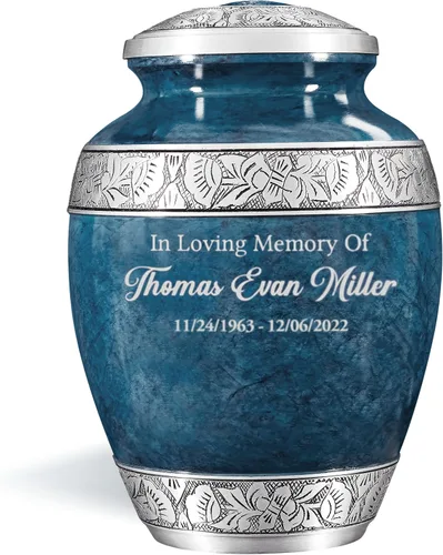 Urna de cremación personalizada para cenizas humanas adultas, nombre grabado personalizado, conmemorativo funerario grande hecho a mano con diseño