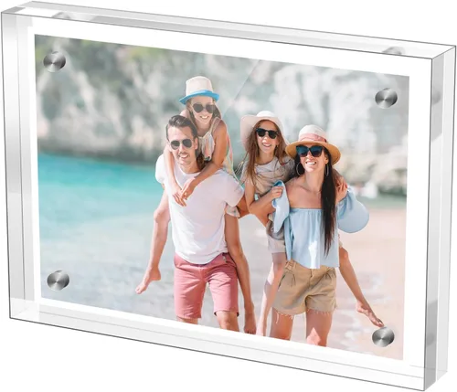 Marco de Fotos de Acrílico de 5×7 Pulgadas, Marco de Fotos Magnético Transparente para Boda, Marco de Fotos Doble Cara Sin Marco para Escritorio de