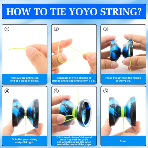Miniatura 7 de YOYOSTUDIO X0312 Yoyo Profesional de Trucos Responsivo para Niños de 8-12 o Más, Yoyo de Girar con Dedo de Metal para Adultos con Kit de Rodamientos