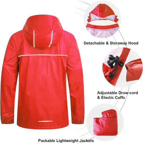 Miniatura 4 de BALEAF Chaqueta impermeable para hombre con capucha ligera de secado rápido para tormentas de lluvia