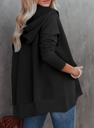 Miniatura 3 de SHEWIN Sudadera de gran tamaño para mujer, casual, con botones, cuello en V, con bolsillo