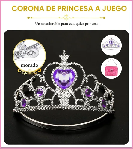 Miniatura 3 de Kit de maquillaje para niños – Zapatos de vestir de princesa, coronas y bolso – Juego de maquillaje falso para niñas de 3 a 6 años