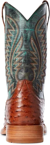 Miniatura 4 de ARIAT Botas de avestruz con punta cuadrada para hombre, Turquesa