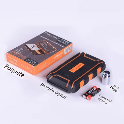 Miniatura 8 de Báscula digital de bolsillo de Fuzion, 500 g x 0.01 g, báscula de gramos, báscula mini de 6 unidades para joyas con pantalla LCD, función de tara