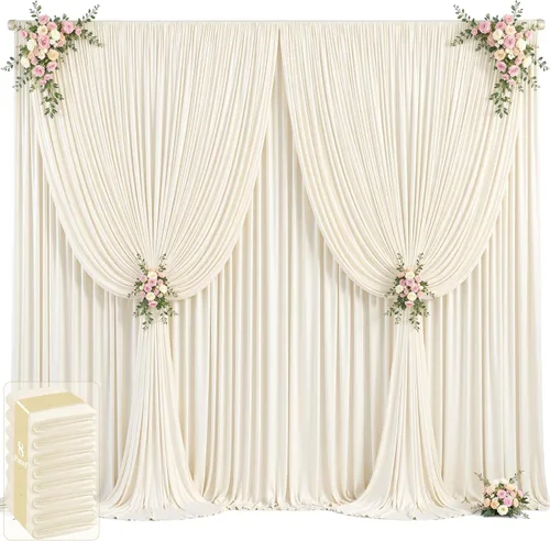 Miniatura 32 de 20 pies x 12 pies Cortinas de Telón de Fondo Azul Bebé Sin Arrugas para Bodas y Fiestas, Telón de Fondo de Tela Azul, Cortinas para Bodas