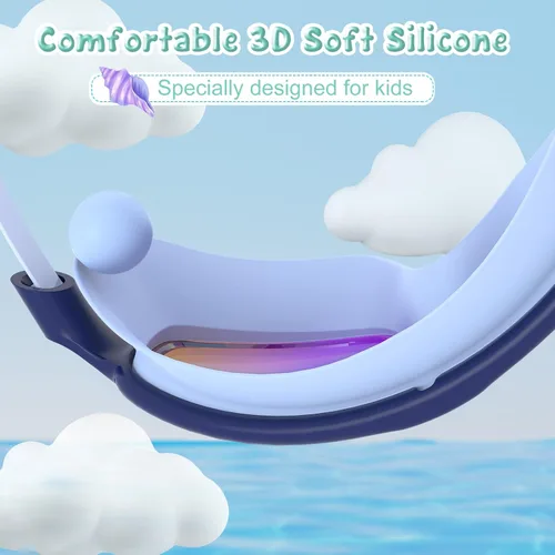 Miniatura 4 de VegoVia - Paquete de 2 gafas de natación para niños, gafas de natación antivaho con protección UV, de visión amplia, para niños de 3 a 15 años, Azul