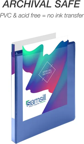 Miniatura 438 de Samsill - Carpeta duradera de 5 pulgadas, fabricada en los Estados Unidos, con anillos en D, transparente y personalizable, color blanco