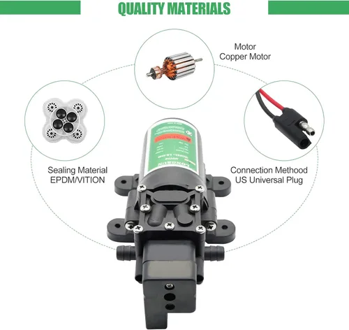 Miniatura 3 de LONGRUN Bomba de agua dulce 12 V DC bombas de diafragma con interruptor de presión ajustable, 4.5L/Min 1.2GPM 85 PSI Bomba rociadora autocebante