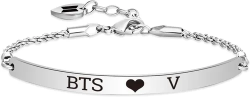 WENATA Kpop Bangtan - Pulsera de cadena para niños con texto en inglés "To Love Yourself Army SUGA J-Hope JIN V Jimin RM JK, pulsera de cadena