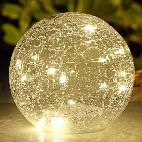 Miniatura 10 de Lámpara LED de globo agrietado de 6 pulgadas, funciona con pilas, luz de bola de vidrio agrietado de mercurio dorado con interruptor inferior