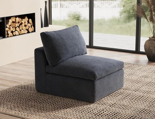 Miniatura 34 de ohllob Sofás seccionales Cloud de 110 pulgadas para sala de estar, sofá deshuesado en forma de L con otomana, sofá modular de 3 plazas, color negro