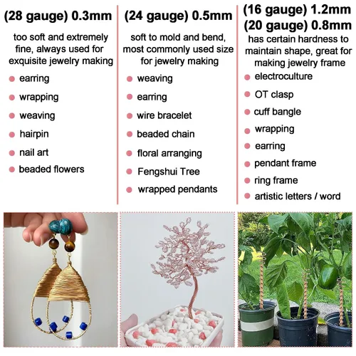 Miniatura 9 de Alambres de cobre resistentes al deslustre de 65.6 pies, alambre de cobre para electrocultura en jardinería, alambre de cobre de calibre 16, cables