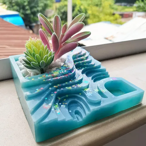 Miniatura 3 de Molde de maceta de hormigón – Molde de silicona para macetas suculentas – Molde de resina epoxi para cemento y arcilla – Portavelas