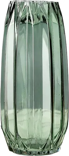 Miniatura 8 de Lucky Bird Jarrón de vidrio ámbar – Jarrón moderno de canalé alto/corto para flores y velas – Centro de mesa ámbar de 11.8 pulgadas para decoración