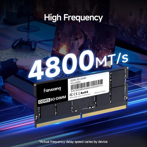 Miniatura 2 de fanxiang SODIMM DDR5 4800 MHz RAM 64 GB Kit (2 x 32 GB), CL40 1.1V SODIMM 262 Pin Módulo de memoria para portátil, memoria para un mejor rendimiento