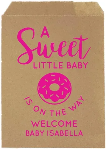 A Sweet Little Baby is on The Way, bolsas de donas para baby shower, baby shower, babyette, recuerdos de fiesta de espolvorear