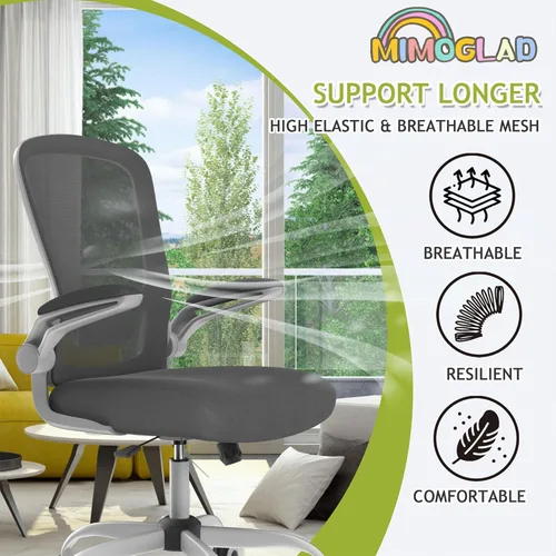Miniatura 4 de Mimoglad Silla de Oficina para el Hogar, Silla de Escritorio con Respaldo Alto, Silla Ergonómica de Malla para Computadora con Soporte Lumbar Gris