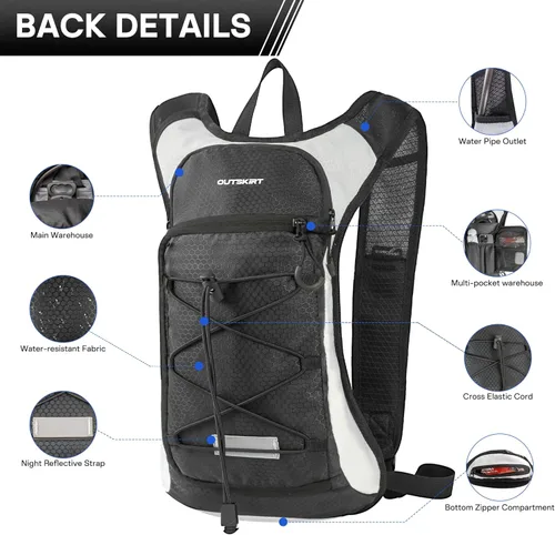 Miniatura 3 de OUTSKIRT Hydration Backpack with 2L Water Bladder, Lightweight and Breathable Running Hydration Pack, Water Backpack for Hiking, Cycling, Trail