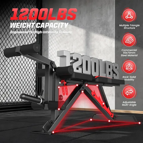 Miniatura 4 de OPPSDECOR 1200LBS Weight Bench with Wide-Range Leg Extension & Curl (Full ROM), Adjustable Workout Bench Press with Wheels & Handle, Incline/Flat