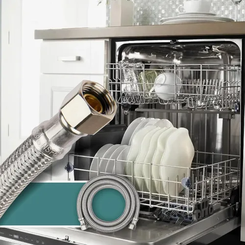 Miniatura 6 de Paquete de 1 manguera Niikappu de acero inoxidable para lavavajillas de 6 pies con conexión de compresión, kit de instalación para lavavajillas